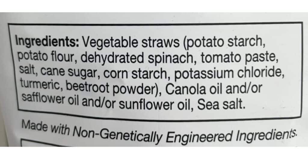 Veggie Straws Dietitian Review - Ingredients