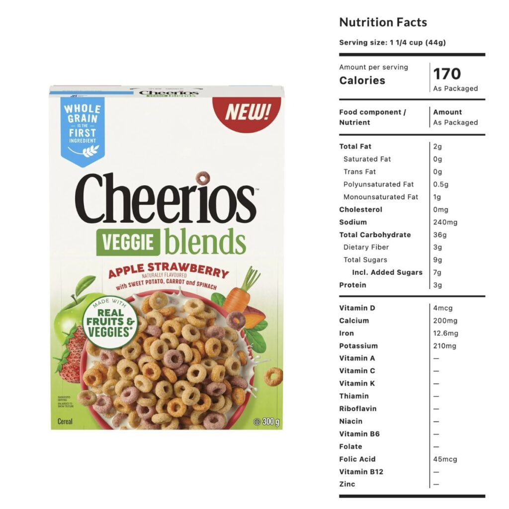 Cheerios Veggie Blends Nutrition Facts