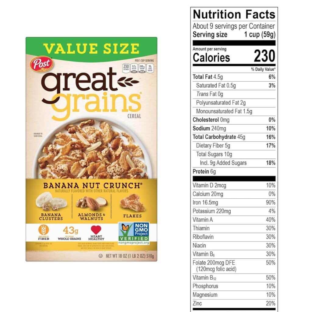 Top Cold cereal high in iron - Great Grains Cereal