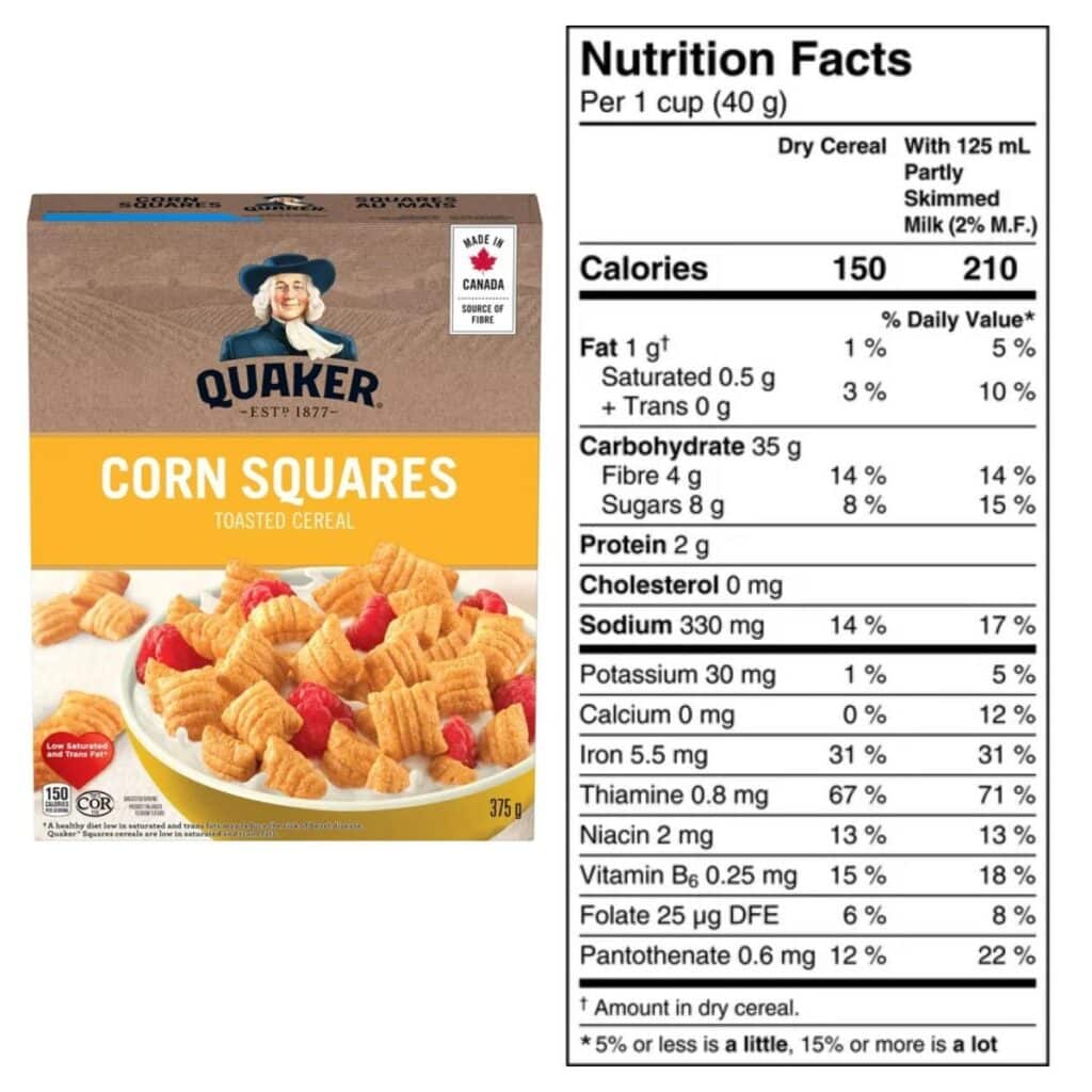 Quaker Corn Squares Nutrition Facts